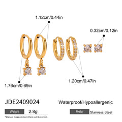 Crystal Pop Stack Earrings(SET OF 3)