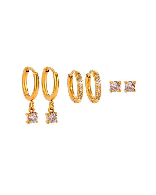 Crystal Pop Stack Earrings(SET OF 3)