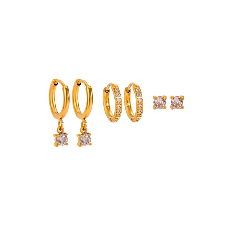 Crystal Pop Stack Earrings(SET OF 3)