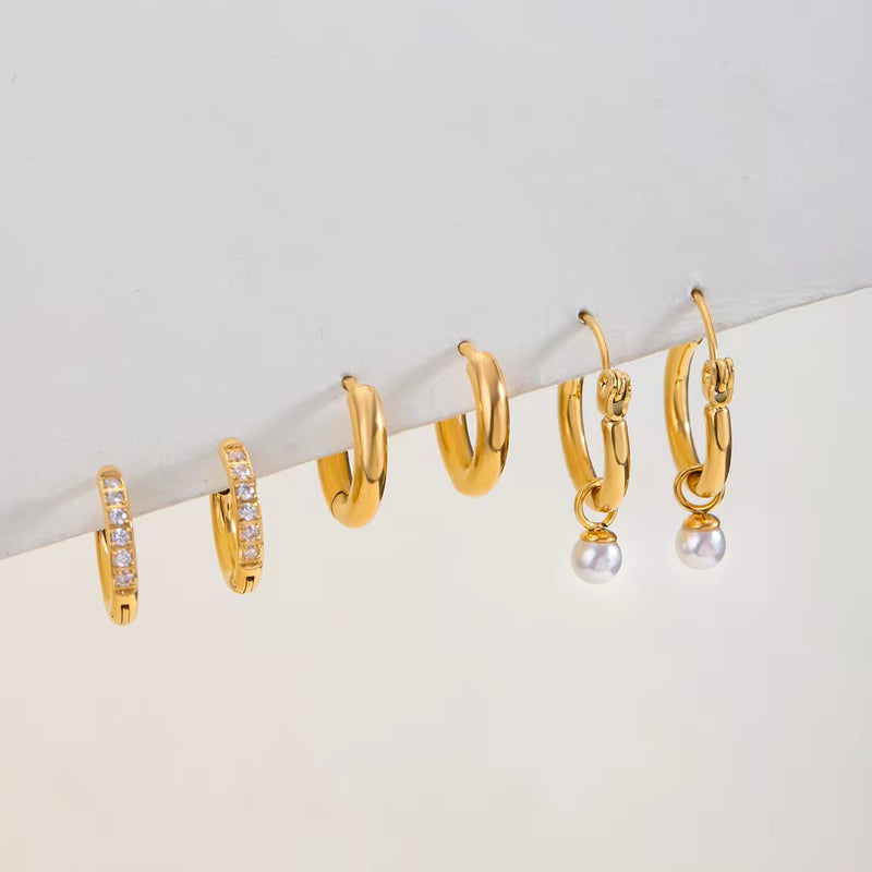 Pearl Trio Stack Earrings(SET OF 3)