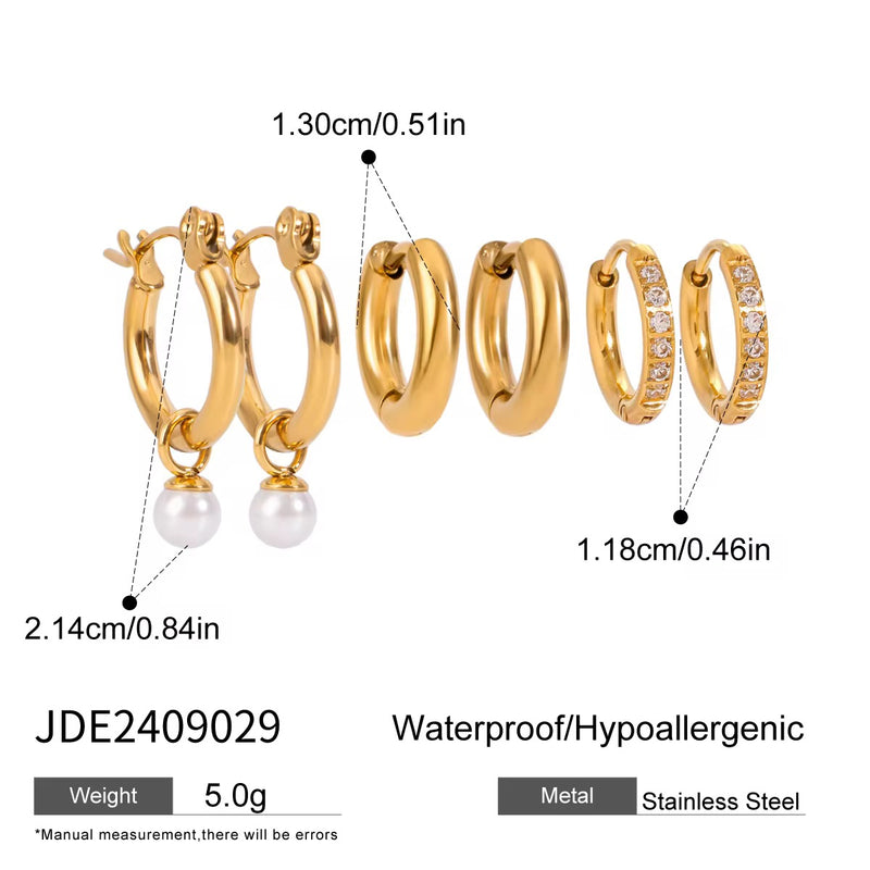Pearl Trio Stack Earrings(SET OF 3)
